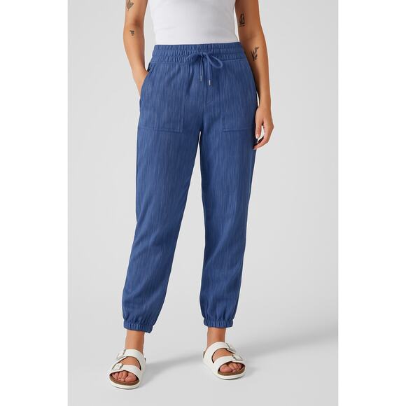 ATHLETA blue texture Cabo linen jogger casual tapered pull on pants size small - Picture 1 of 7